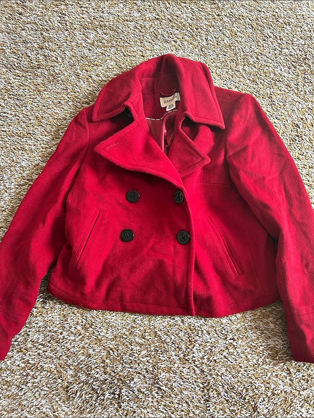 St. John's Bay Red Pea Coat Size Medium L